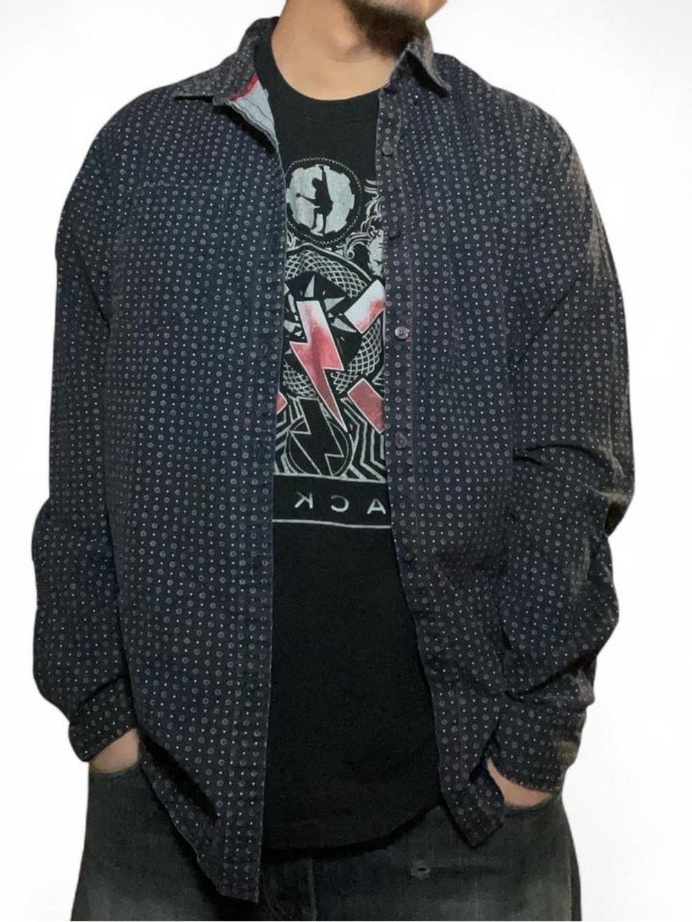 Cactus‎ New York Slim Fit Premium Cotton Navy Ornate Polka Dot Shirt
